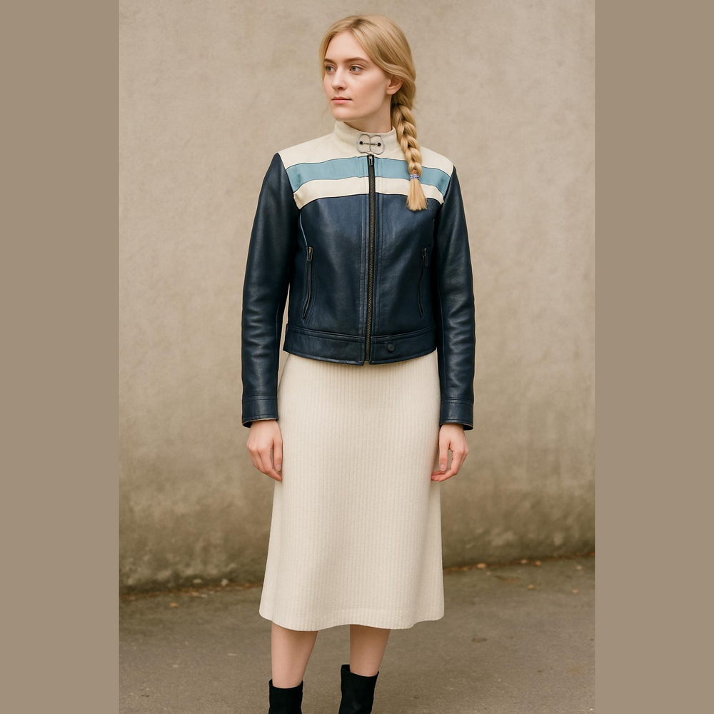 Retro Forever21 Y2K Genuine Leather Moto Jacket-Size Large